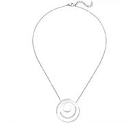 Collier Kette mit Anhänger Edelstahl mit 74 Kristallen 46 cm