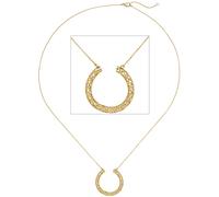Collier Kette mit Anhänger Geflecht 750 Gold Gelbgold 45 cm Goldkette