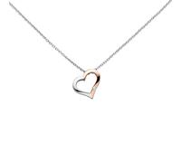 Collier Kette mit Anhänger Herz 585 Gold bicolor 1 Diamant Brillant 42 cm