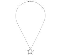 Collier Kette mit Anhänger Stern Edelstahl 1 Kristall 48 cm Halskette