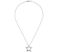 Collier Kette mit Anhänger Stern Edelstahl 1 Kristall 48 cm Halskette