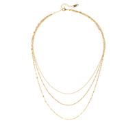 Collier LASCANA "3- reihige Halskette", Damen, Gr. Edelstahl, L: 55, blau (vergoldet), glänzend, Halsketten Collier, Hochwertige und zarte Kette mit Goldbeschichtung (20824159-0) vergoldet