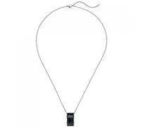 Collier Kette mit Anhänger Edelstahl schwarz mit Carbon Einlagen 55 cm