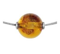 Collier OSTSEE-SCHMUCK "Ostsee-Schmuck Collier Bernsteinkugel 13 mm" Gr. 45, silber (weiß, neutral), Halsketten, Damen, 45cm, Bernstein, L: 42, Collier (61531313-45)