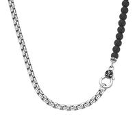GIORGIO MARTELLO MILANO Collier Panzerkette, schwarzer Achat oder Perle, Silber 925, schwarz schwarz