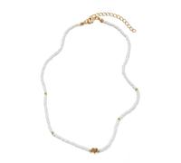 Collier "Schmuck Geschenk Kupfer Halsschmuck Halskette Glasperlen Herz", gelbgoldfarben, weiß, ANISTON JEWELRY & WATCHES, Halsketten, Damen, Kupfer Nylon, L: 44 B: 3mm, Kupfer, Nylon, Collier, Made in