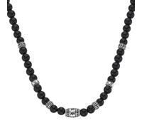 Collier "schwarze Achat-, Tigerauge- oder syn. Türkis-Kugeln, Silber 925", schwarz, GIORGIO MARTELLO MILANO, Halsketten, Herren, 60cm, Silber 925 (Sterlingsilber), Collier (76203836-0) schwarz
