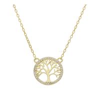 Collier Silber 925 Goldplattiert, Lebensbaum, Zirkonia FSCO012gg
