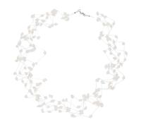 Collier Silber 925 Rosenquarz Süßwasser Zuchtperle Nylon JL30-05-2758 JuwelmaLux