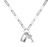 Collier SMART JEWEL "mit Anhänger Schloss und Schlüssel, Silber 925", silber, Halsketten, Damen, 48cm, Silber 925 (Sterlingsilber), Collier (88059331-0) silber