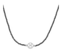Collier SMART JEWEL "mit Edelstein-Kugeln + Muschelkern-Perle, Silber 925", grau, Halsketten, Damen, 45cm, Silber 925 (Sterlingsilber), Collier (81428531-0) grau