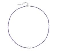 Collier SMART JEWEL "mit Edelstein-Kugeln + Muschelkern-Perle, Silber 925", lila, Halsketten, Damen, 45cm, Silber 925 (Sterlingsilber), Collier (38159224-0) lila