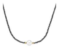 Collier SMART JEWEL "mit Hämatit-Kugeln + Muschelkern-Perle, Silber 925", grau, Halsketten, Damen, 45cm, Silber 925 (Sterlingsilber), Collier (30378033-0) grau