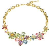 Collier SWAROVSKI "Schmuck Geschenk Idyllia Halskette Blume", gold (gelbgoldfarben, rosa, lila, gelb, grün, blau), Halsketten, Damen, Metall, L: 43 B: 38mm, Collier, mit Swarovski Kristall, B:38mm (96