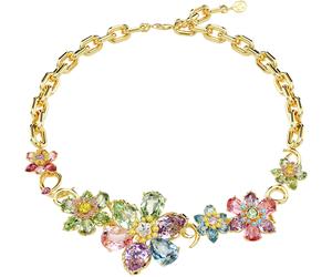 Collier SWAROVSKI "Schmuck Geschenk Idyllia Halskette Blume", gold (gelbgoldfarben, rosa, lila, gelb, grün, blau), Halsketten, Damen, Metall, L: 43 B: 38mm, Collier, mit Swarovski Kristall, B:38mm (96