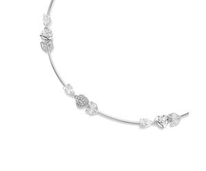 Collier SWAROVSKI "Schmuck Geschenk Idyllia Halskette Herz mit Pfeil", metallfarben, kristallweiß, weiß, Halsketten, Damen, Metall Perlen, Metall, Perlen, Collier, mit Swarovski Kristall - mit Swarovs