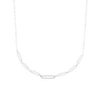 Collier TOM TAILOR "Schmuck Geschenk Silber 925", silber (silberfarben, kristallweiß), Halsketten, Damen, Silber 925 (Sterlingsilber), L: 45 B: 3,3mm, Collier, mit Zirkonia (synth.), B:3,3mm (79294502