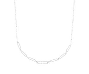 Collier TOM TAILOR "Schmuck Geschenk Silber 925", silber (silberfarben, kristallweiß), Halsketten, Damen, Silber 925 (Sterlingsilber), L: 45 B: 3,3mm, Collier, mit Zirkonia (synth.), B:3,3mm (79294502