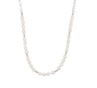 Collier TOM TAILOR, weiß (edelstahlfarben, weiß), Halsketten, Damen, Edelstahl Perlen, L: 45 B: 3,7mm, Edelstahl, Perlen, Collier, mit Süßwasserzuchtperle, B:3,7mm (28881713-0) edelstahlfarben, weiß