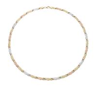 Collier VIVANCE "tricolor", gelb (gelbgold 375), Halsketten, Damen, Gelbgold 375, Collier (57003653-0) gelbgold 375