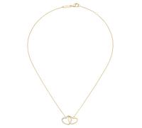 Collier "zwei Herzen, mit weißen Zirkonia, Silber 925", gold, GIORGIO MARTELLO MILANO, Halsketten, Damen, 45cm, Silber 925 (Sterlingsilber), Collier (76471365-0) gold