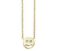 Collierkettchen CAÏ "925/- Sterling Silber vergoldet Zirkonia Smile", gelb, Halsketten, Damen, 39+5cm, Silber 925 (Sterlingsilber), L: 44 B: 9mm, glänzend, Collierkettchen, B:9mm (97599523-0)