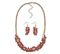 Collierkettchen CAÏ "Set aus Collier und Ohrhaken in goldfarben rote Glassteine", rot, Halsketten, Damen, 56cm, Metall (98602932-0) rot