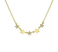 Collierkettchen CELESTA "925 Silber vergoldet Sterne Zirkonia", gelb, Halsketten, Damen, 42+3cm, Silber 925 (Sterlingsilber), L: 45 B: 5mm, glänzend, B:5mm (88735148-0) gelb