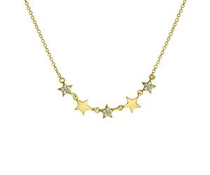 Collierkettchen CELESTA "925 Silber vergoldet Sterne Zirkonia", gelb, Halsketten, Damen, 42+3cm, Silber 925 (Sterlingsilber), L: 45 B: 5mm, glänzend, B:5mm (88735148-0) gelb