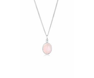 Collierkettchen ELLI "Anhänger Rosenquarz Rosa Oval 925 Silber", rosa, Halsketten, Damen, 45,mit Steinen, Silber 925 (Sterlingsilber), L: 45 (229741-0) rosa