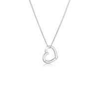 Collierkettchen ELLI DIAMONDS "Herz Anhänger mit Diamant (0.02 ct.) 925 Silber", weiß, Halsketten, Damen, 45, 0,02 mit Diamanten, Silber 925 (Sterlingsilber), L: 45, Collierkettchen (762939-0)