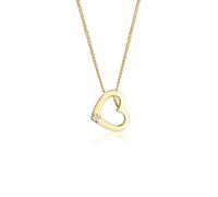 Collierkettchen ELLI DIAMONDS "Herz Diamant Weiß Brillantschliff (0.015ct) 585 Gelbgold", gold, Halsketten, Damen, 45, 0,02 mit Diamanten, Gelbgold 585, L: 45, Collierkettchen (34862361-0)