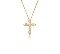 Collierkettchen ELLI DIAMONDS "Kreuz Diamant Weiß Brillantschliff (0.03ct) 585 Gelbgold" Gr. 45, gold, Halsketten, Damen, 45, 0,03 mit Diamanten, Gelbgold 585, L: 45, Collierkettchen (62854407-45)
