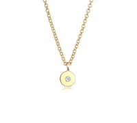 Collierkettchen ELLI DIAMONDS "Plättchen Rund Diamant (0.015 ct.) 375er Gelbgold", gold, Halsketten, Damen, 42, 0,02 mit Diamanten, Gelbgold 375, L: 42, Collierkettchen (17303847-0)