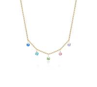 Collierkettchen ELLI "Glas Kristalle Pastell 925 Sterling Silber vergoldet" Gr. 45, gold, Halsketten, Damen, 45,mit Steinen, Silber 925 (Sterlingsilber), L: 45, Collierkettchen (39329330-45)