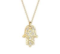 Collierkettchen ELLI "Hamsa Hand 925 Silber vergoldet, mit Kristallen von Swarovski" Gr. 55, gold, Halsketten, Damen, 55,mit Steinen, Silber 925 (Sterlingsilber), L: 45 (615901-55) gold