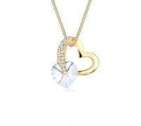 Collierkettchen ELLI "Herz Anhänger 925 Silber, mit Kristallen von Swarovski", gold, Halsketten, Damen, 45,mit Steinen, Silber 925 (Sterlingsilber), L: 45, Collierkettchen (581663-0)