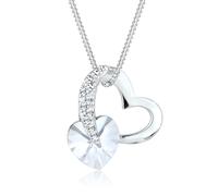 Collierkettchen ELLI "Herz Anhänger 925 Silber, mit Kristallen von Swarovski", weiß, Halsketten, Damen, 45,mit Steinen, Silber 925 (Sterlingsilber), L: 45 (464247-0) weiß