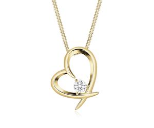 Collierkettchen ELLI "Herz Geschwungen Zirkonia 925 Silber", gold, Halsketten, Damen, 45,mit Steinen, Silber 925 (Sterlingsilber), L: 45 (069632-0) gold