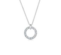 ELLI Halskette Geo Kreis Anhänger Mit Kristallen In 925 Sterling Silber für Damen - 55 cm