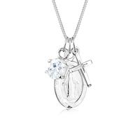 Collierkettchen ELLI "Kreuz Marienbild Solitär Zirkonia 925 Silber", silber, Halsketten, Damen, 45,mit Steinen, Silber 925 (Sterlingsilber), L: 45, Kreuzkette Silberkette Collier Halskette (234714-0)