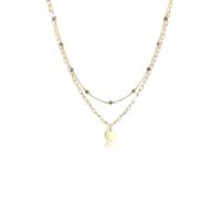 Collierkettchen ELLI PREMIUM "Layer Gliederkette Labradorit 925 Sterling Silber" Gr. 45, gold, Halsketten, Damen, 45,mit Steinen, Silber 925 (Sterlingsilber), L: 45, Collierkettchen (10261553-45)