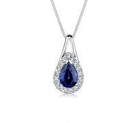 Collierkettchen ELLI "Tropfen Synthetischer Saphir Blau 925 Sterling Silber", blau, Halsketten, Damen, 45,mit Steinen, Silber 925 (Sterlingsilber), L: 45, Collierkettchen (709229-0)