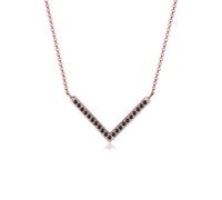 Collierkettchen ELLI "V-Kette Kristalle 925 Silber" Halsketten Gr. 45, mit Steinen, Silber 925 (Sterlingsilber), Länge: 45 cm, schwarz Damen Colliers (431157-0)