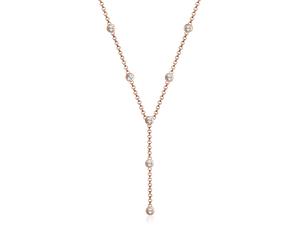 Collierkettchen ELLI "Y-Kette 925 Silber, mit Kristallen von Swarovski" Gr. 45, rosa (rosegold), Halsketten, Damen, 45,mit Steinen, Silber 925 (Sterlingsilber), L: 45 (87439550-45) rosegold