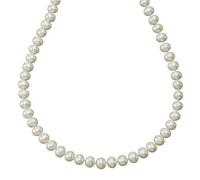 Collierkettchen "Gold 375 mit Perle weiß 6,5-7mm", weiß, FASCINATION BY ELLEN K., Halsketten, Damen, 45cm, Gold, L: 45 B: 7mm, glänzend, B:7mm (366675-0) weiß