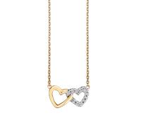 Collierkettchen JULIE JULSEN "925/- Sterling Silber vergoldet 2 Herzen", gelb, Halsketten, Damen, 42cm, Silber 925 (Sterlingsilber), L: 42, glänzend (77396848-0) gelb