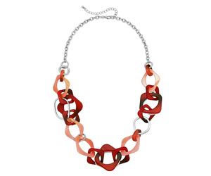 Collierkettchen STEUER "Acryl bunt Metall Glänzend", rot, Halsketten, Damen, 76cm, Metall, L: 76 B: 40mm, glänzend, B:40mm (78708657-0) rot