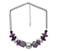 Collierkettchen STEUER "aus verschiedenen Materialien und Hämatit", bunt (mehrfarbig), Halsketten, Damen, 53cm, Metall, L: 53 B: 20mm, B:20mm (31963237-0) mehrfarbig