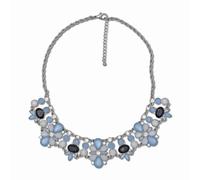 Collierkettchen STEUER "Blumencollier", silber (silbergrau), Halsketten, Damen, 50cm, Metall, L: 50, glänzend (88348516-0) silbergrau